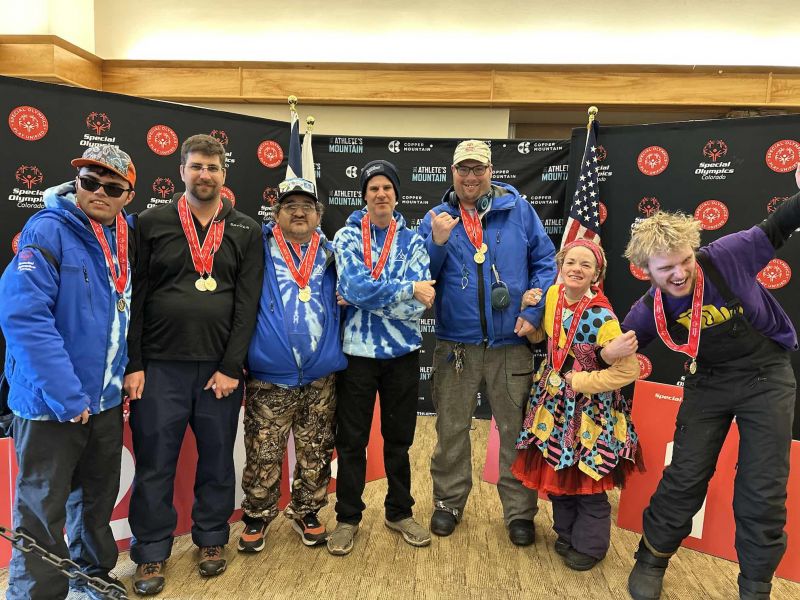 local athletes with their gold medals at Special Olympics state